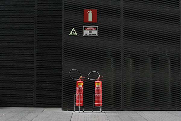 Fire safety signs and extinguishers