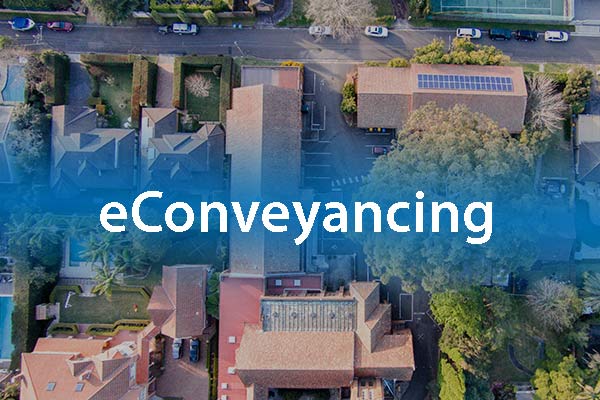 eConveyancing and aerial shot of land lots