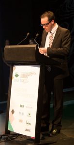 Andrew Tunks speaks at the 2016 SCA awards