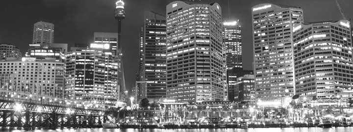Sydney buildings at night